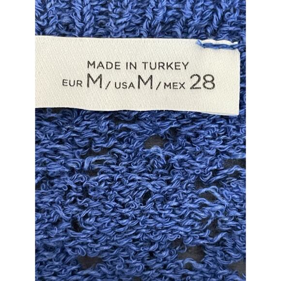 Pull & Bear Crochet Open Knit Cropped Sweater Size Medium Blue Casual Layering - Picture 3 of 6